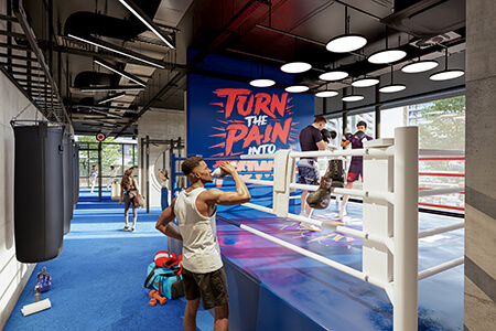 Fitness center boxing area